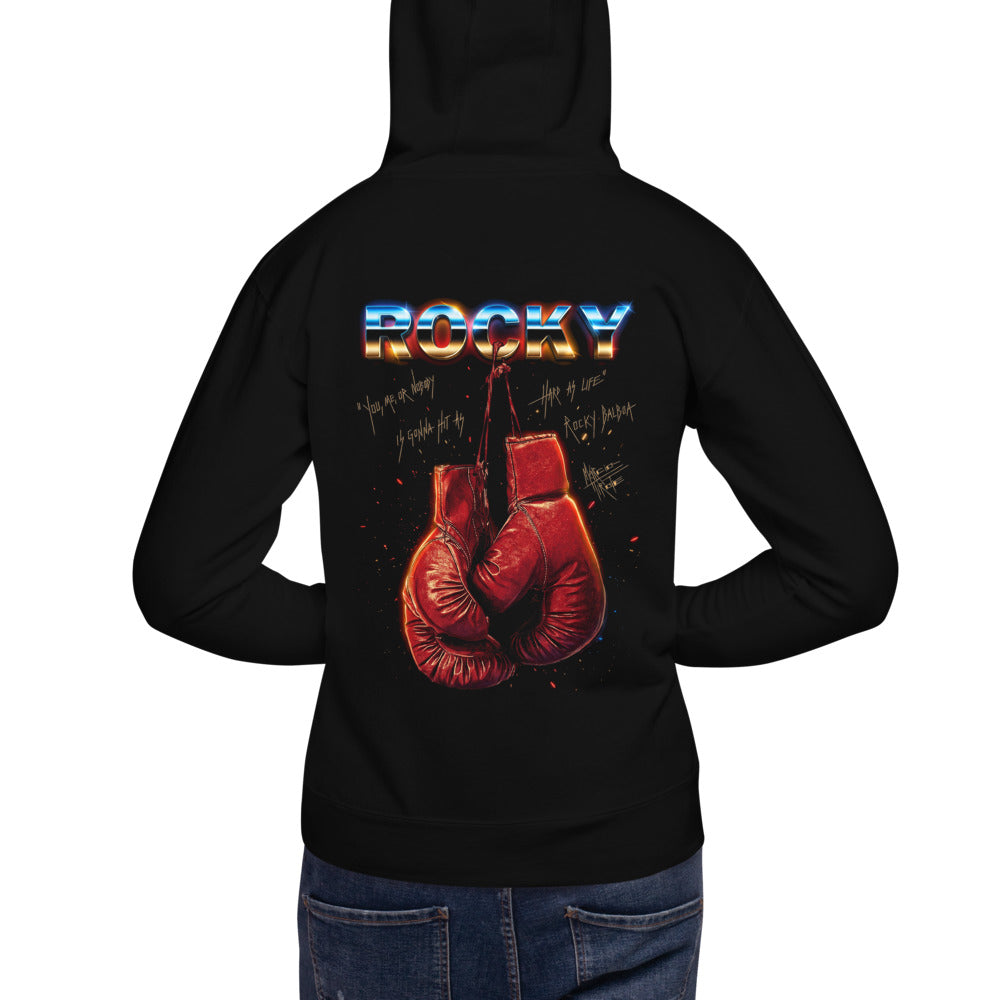 Hoodie Rocky Balboa Hard As Life Boxing Gloves - Modelo masculino espalda