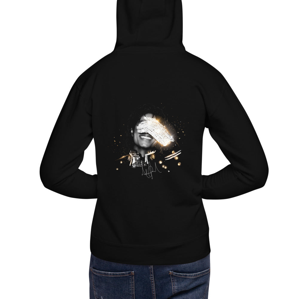 Hoodie Sequined Glove Smile Gold Sparks - Modelo masculino espalda