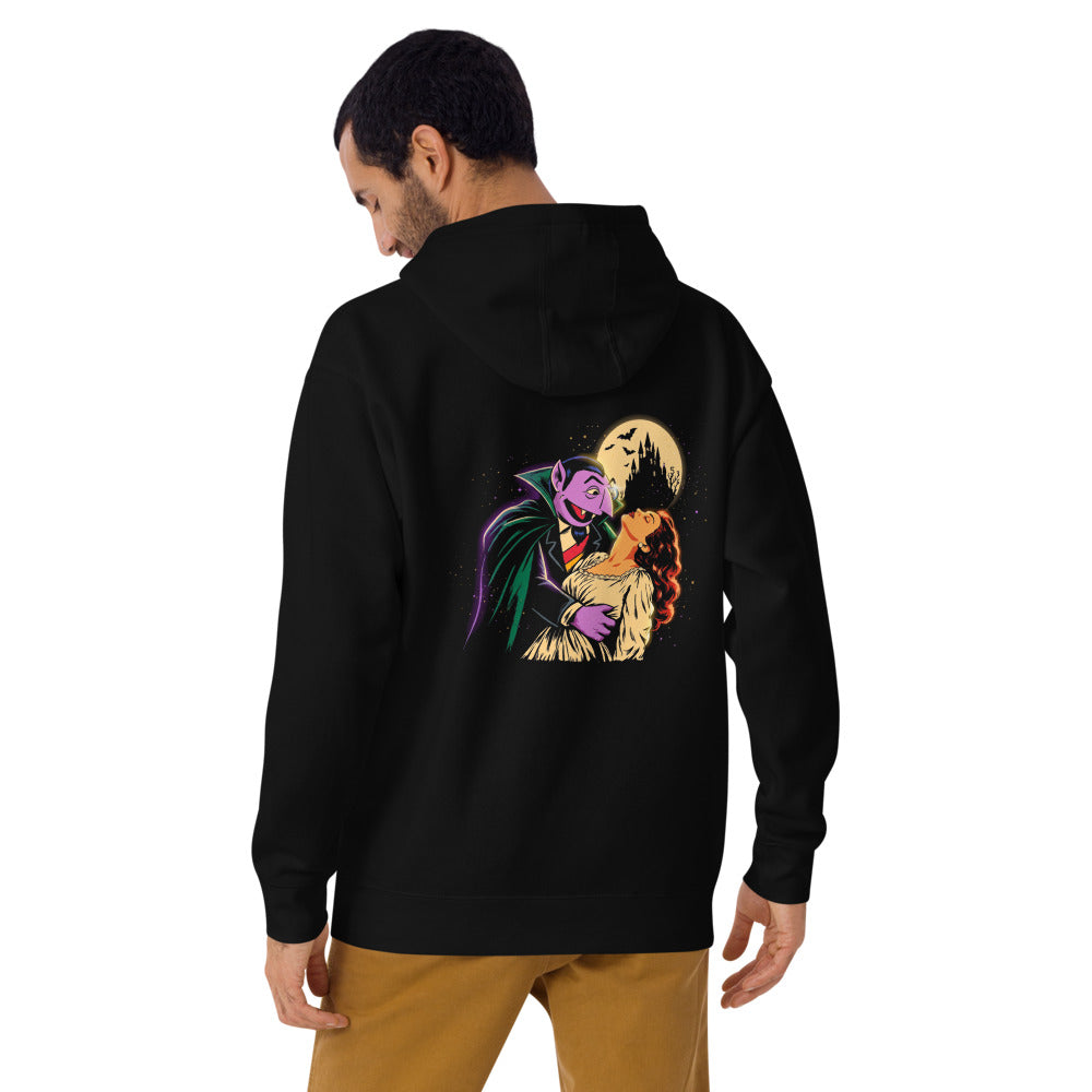 Hoodie Sesame Street Count Von Count Vampire Moon - Modelo masculino espalda 2