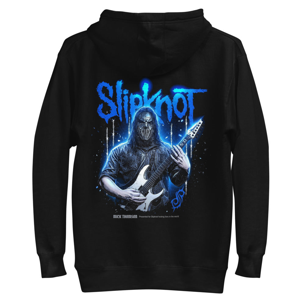 Hoodie Slipknot Blue Neon Mask White Guitar - Plano