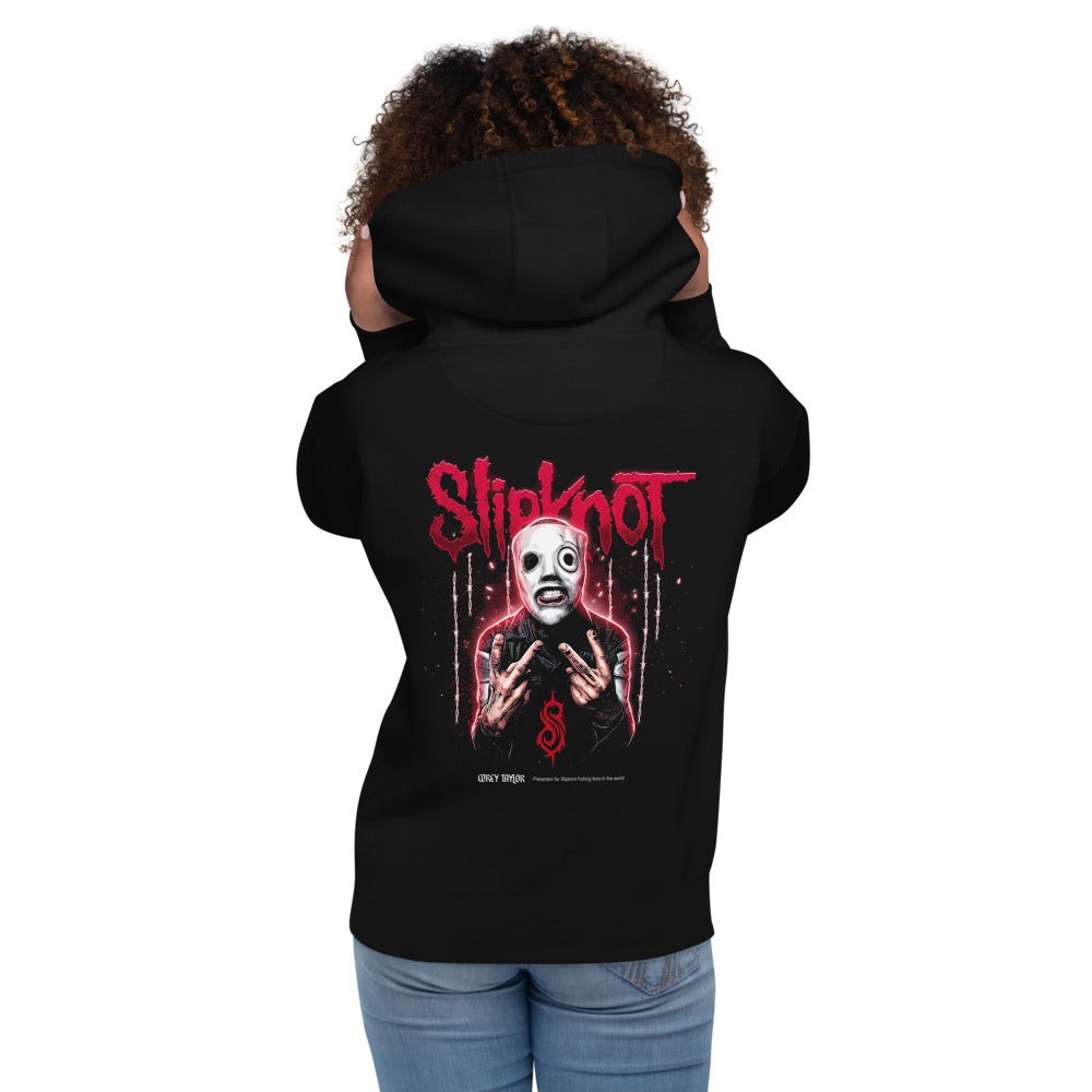 Hoodie Slipknot White Mask Barbed Wire - Modelo femenina espalda