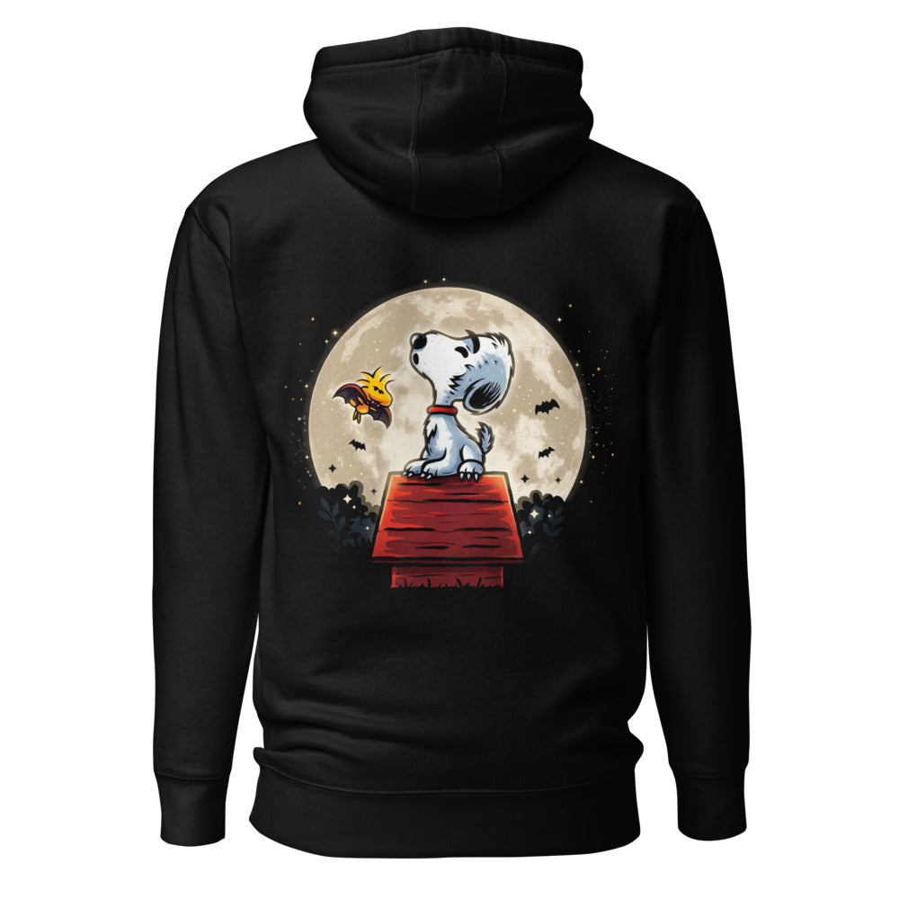 Hoodie Snoopy Woodstock Vampire Full Moon Doghouse - Espalda