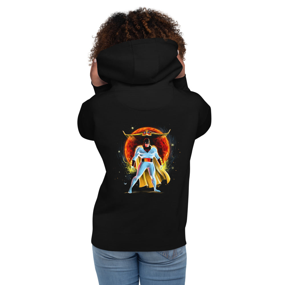 Hoodie Space Ghost Red Sun Cosmic - Modelo femenina espalda