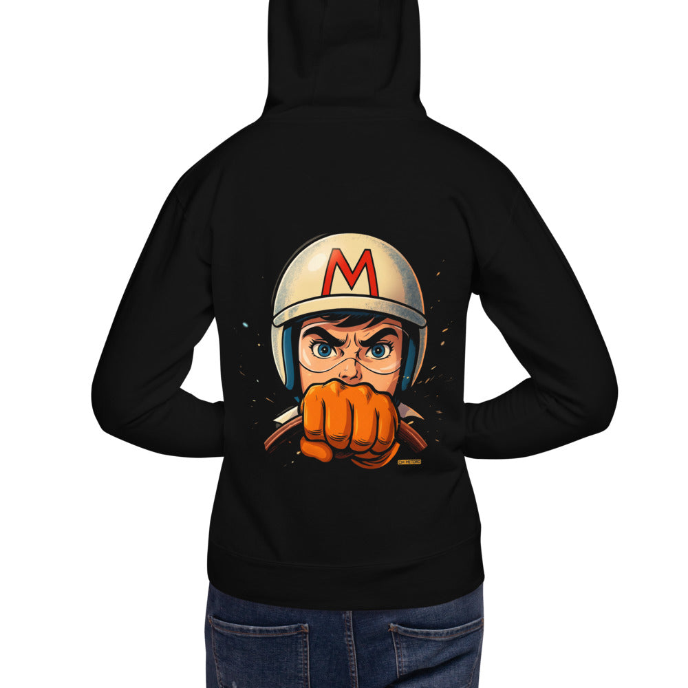 Hoodie Speed Racer Helmet Fist - Modelo masculino espalda