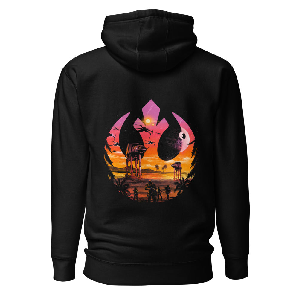 Hoodie Star Wars Rebel Emblem Death Star Sunset - Espalda