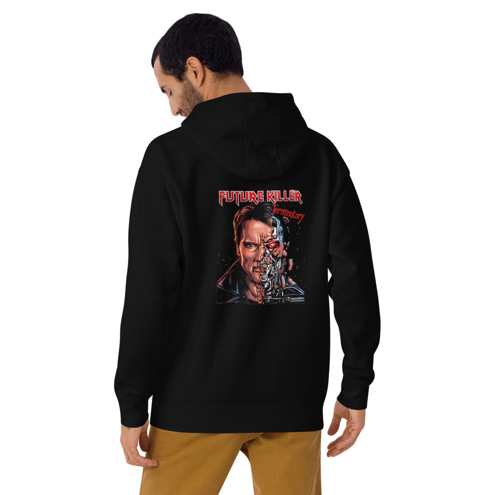 Hoodie Terminator Half Face Heavy Metal - Modelo masculino espalda 2