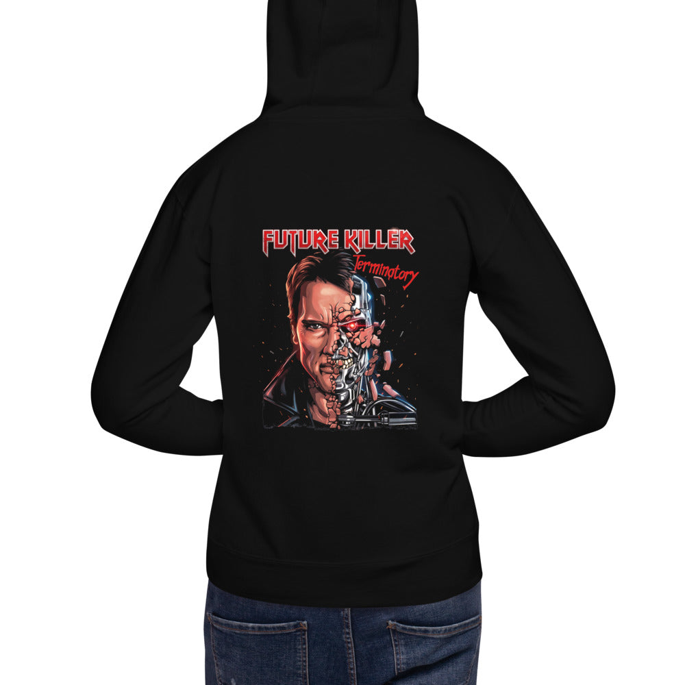 Hoodie Terminator Half Face Heavy Metal - Modelo masculino espalda