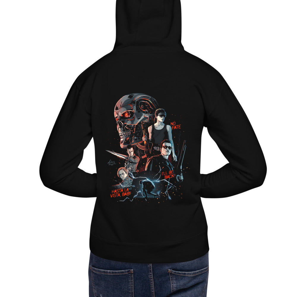 Hoodie Terminator No Fate Hasta La Vista - Modelo masculino espalda