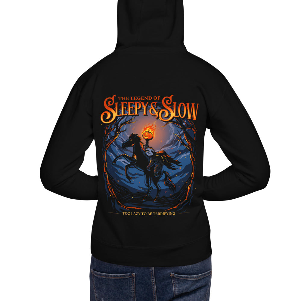 Hoodie The Legend Of Sleepy And Slow Sloth - Modelo masculino espalda