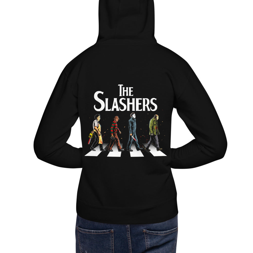 Hoodie The Slashers Horror Icons Crosswalk - Modelo masculino espalda