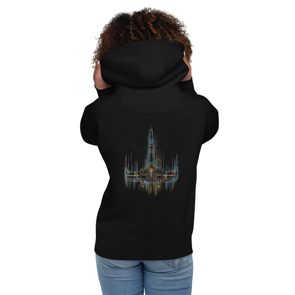 Hoodie Xwing and Stars - Modelo femenina espalda
