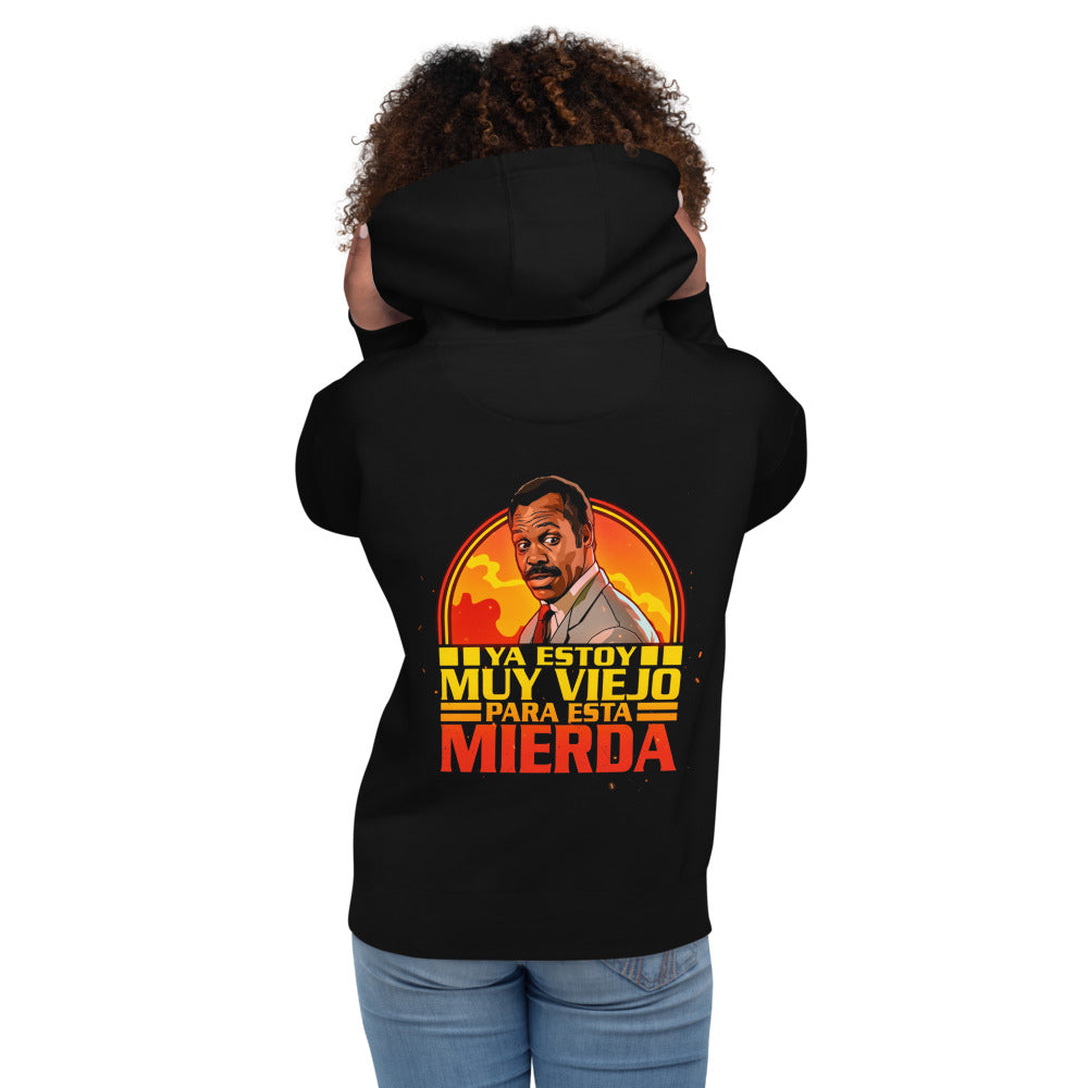 Hoodie Ya Estoy Muy Viejo Para Esto - Modelo femenina espalda