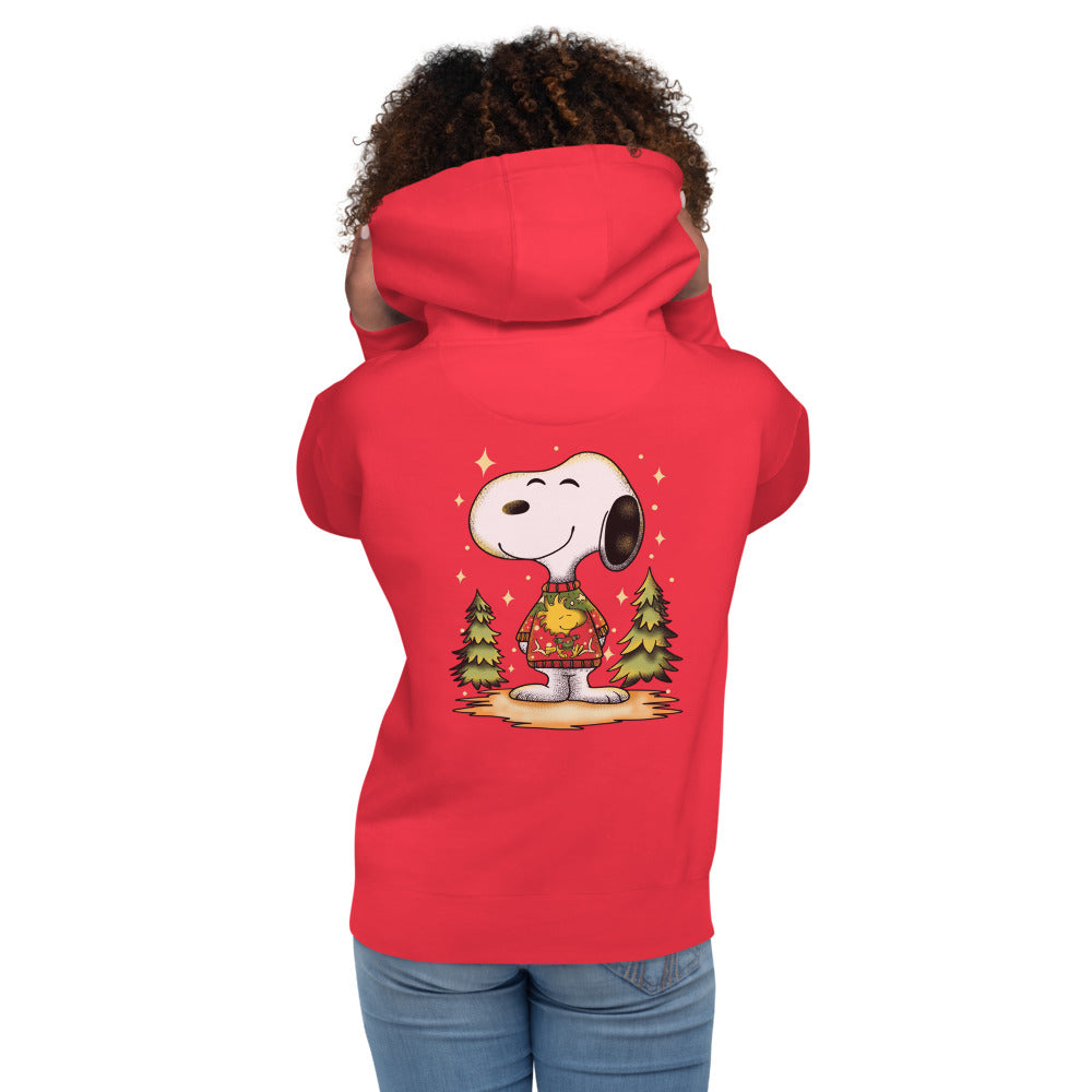 Hoodie Beagle de Navidad - Modelo femenina espalda