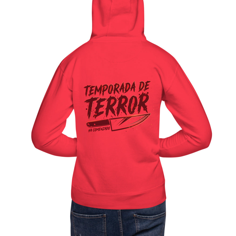 Hoodie Temporada De Terror Ha Comenzado - Modelo masculino espalda