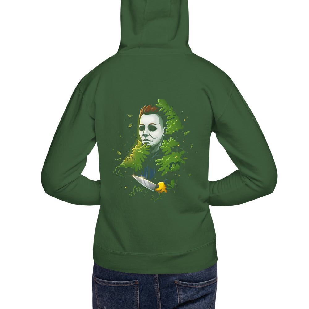 Hoodie Michael Myers Halloween Hedge - Modelo masculino espalda