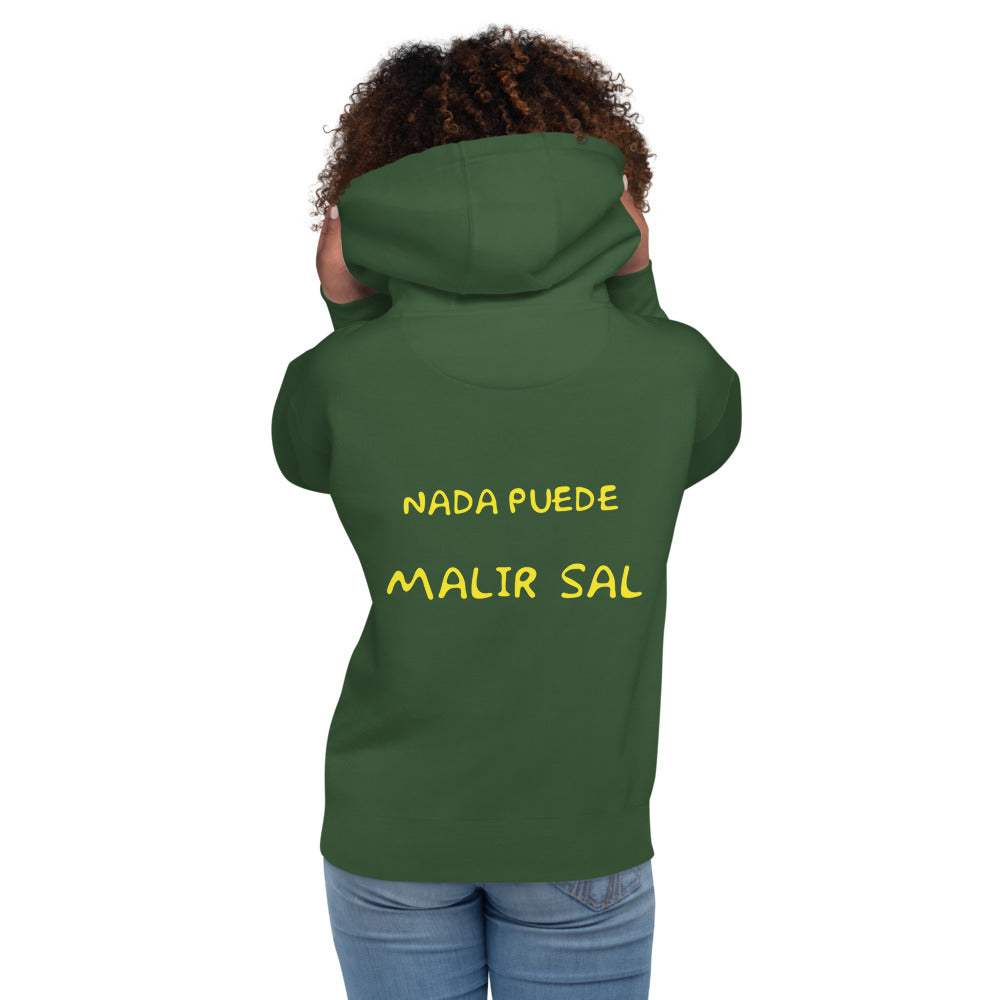 Hoodie Nada Puede Malir Sal - Modelo femenina espalda