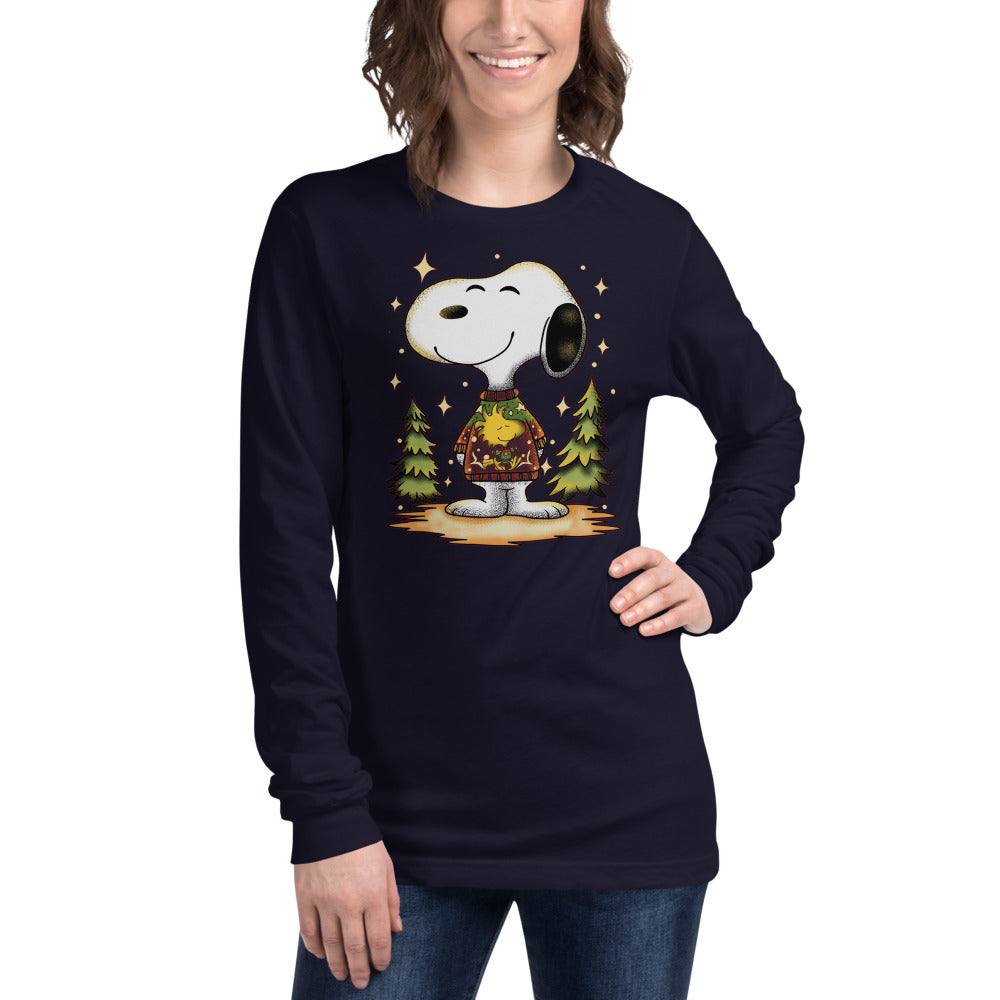 Manga larga Beagle de Navidad - Modelo femenina