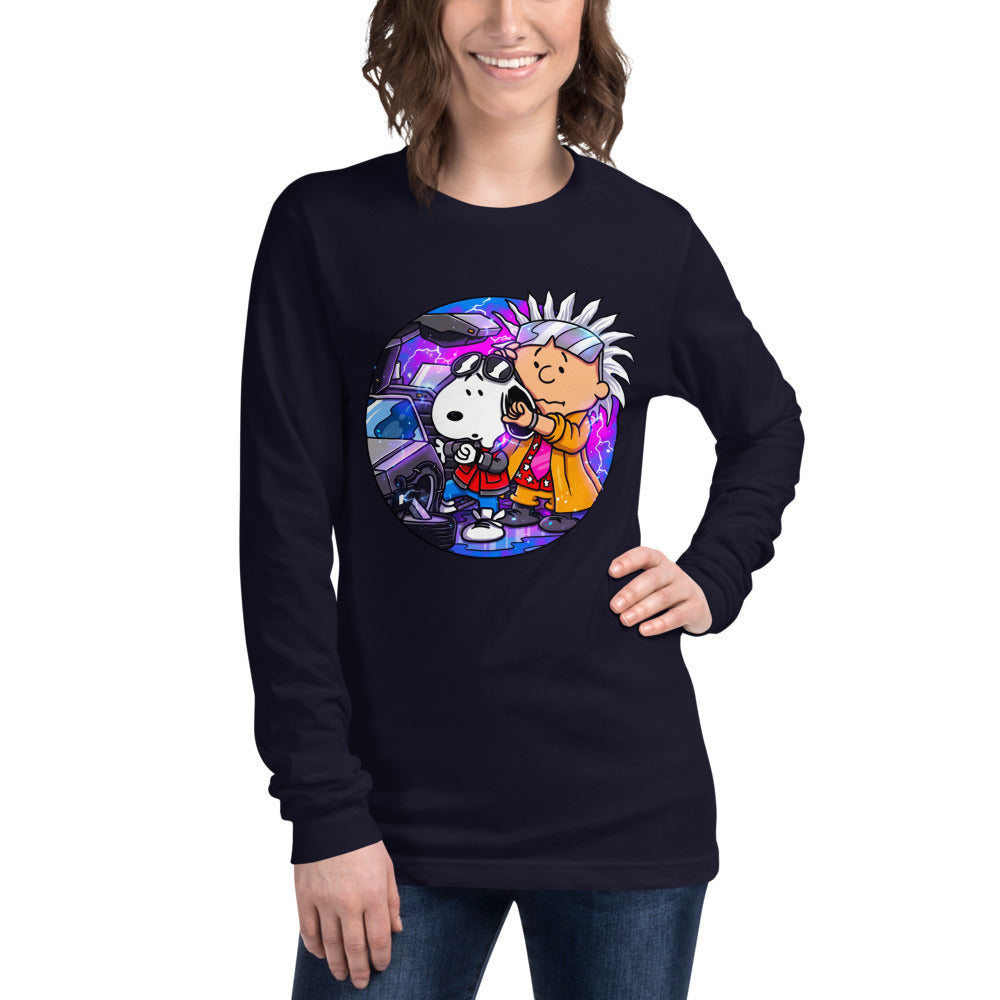 Manga larga Snoopy Marty Charlie Brown Doc DeLorean - Modelo femenina
