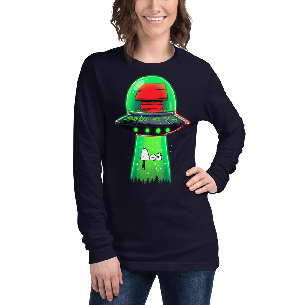 Manga larga Snoopy UFO Snoozin With Style - Modelo femenina