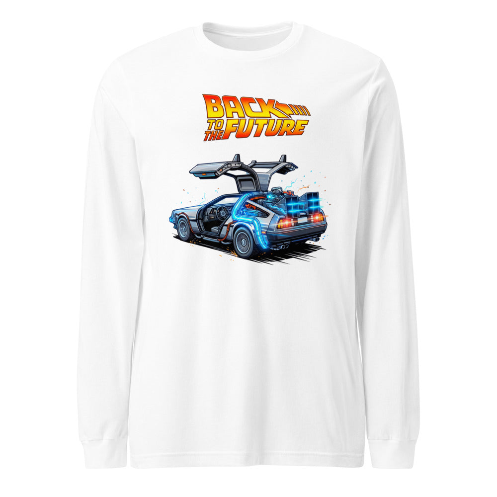 Manga larga Back To The Future DeLorean Blue Glow - Frente