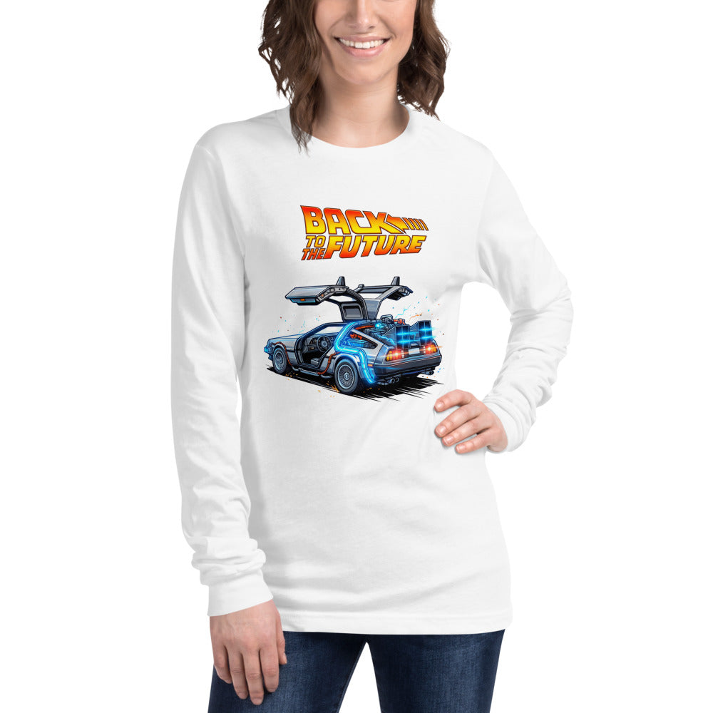 Manga larga Back To The Future DeLorean Blue Glow - Modelo femenina