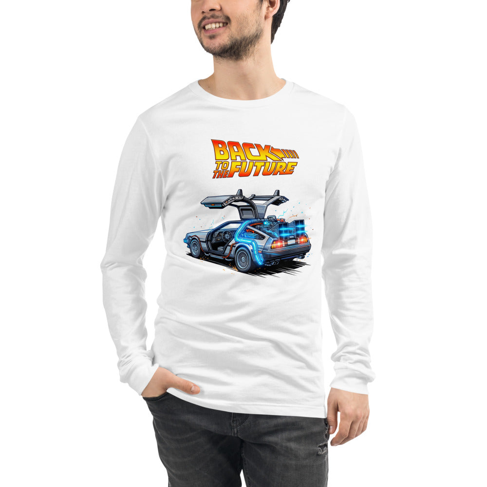 Manga larga Back To The Future DeLorean Blue Glow - Modelo masculino