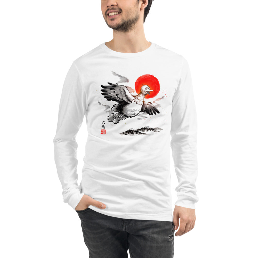 Manga larga Big Bird Ink Wash Flying Red Sun - Modelo masculino