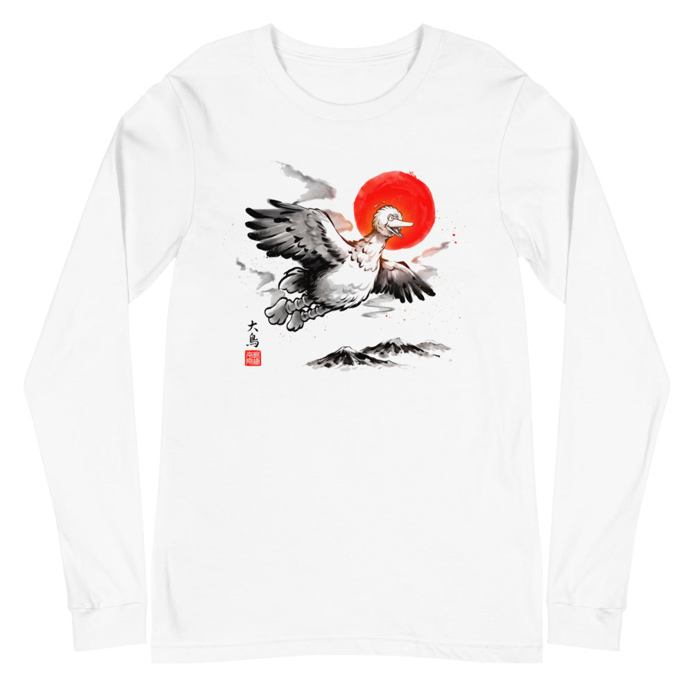 Manga larga Big Bird Ink Wash Flying Red Sun - Plano