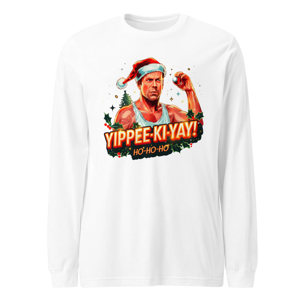 Manga larga Yippee Ki Yay Ho Ho Ho Santa Hat - Frente
