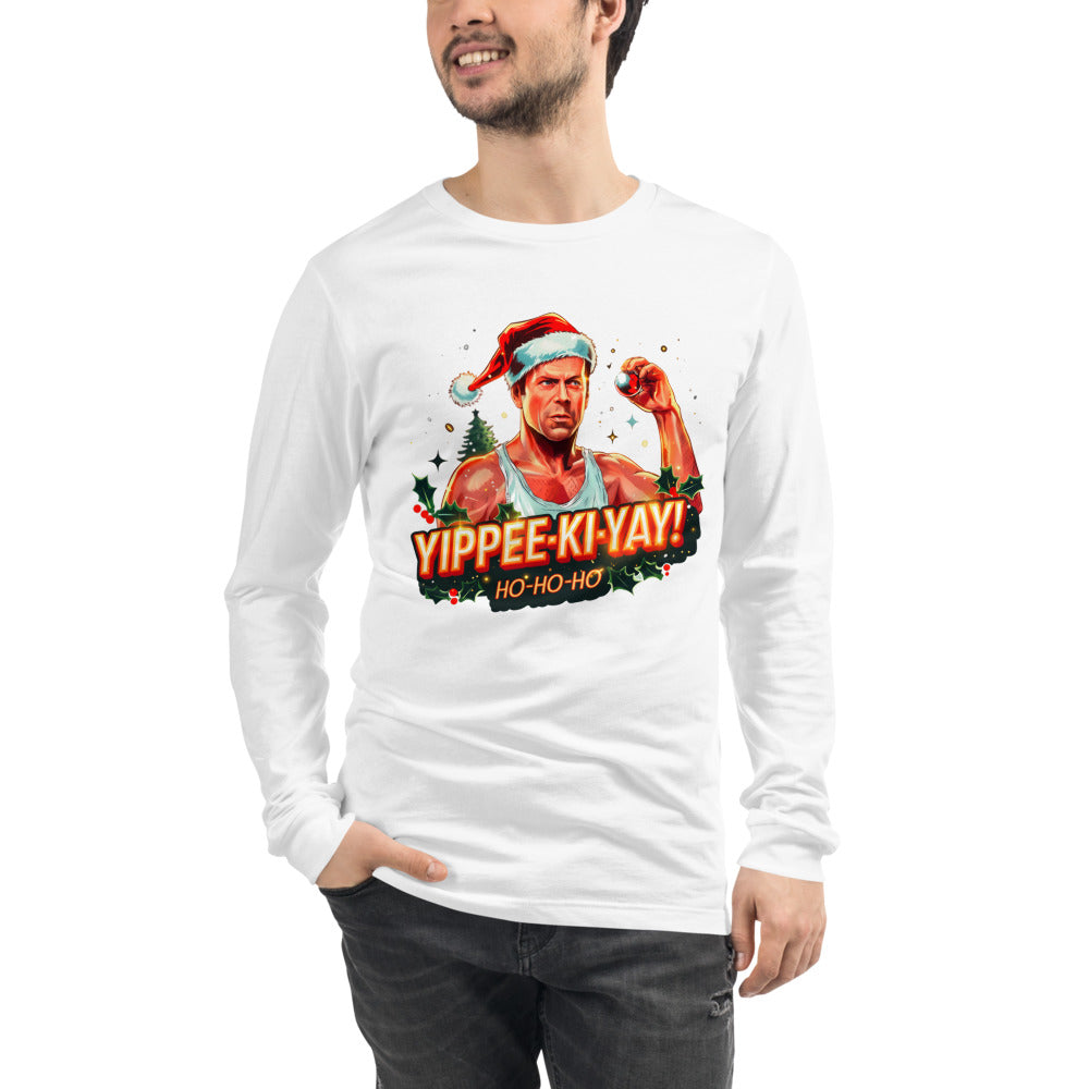 Manga larga Yippee Ki Yay Ho Ho Ho Santa Hat - Modelo masculino