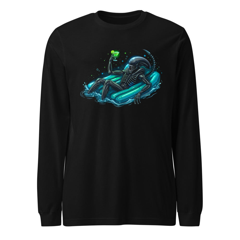 Manga larga Alien Xenomorph Pool Float Green Cocktail - Frente
