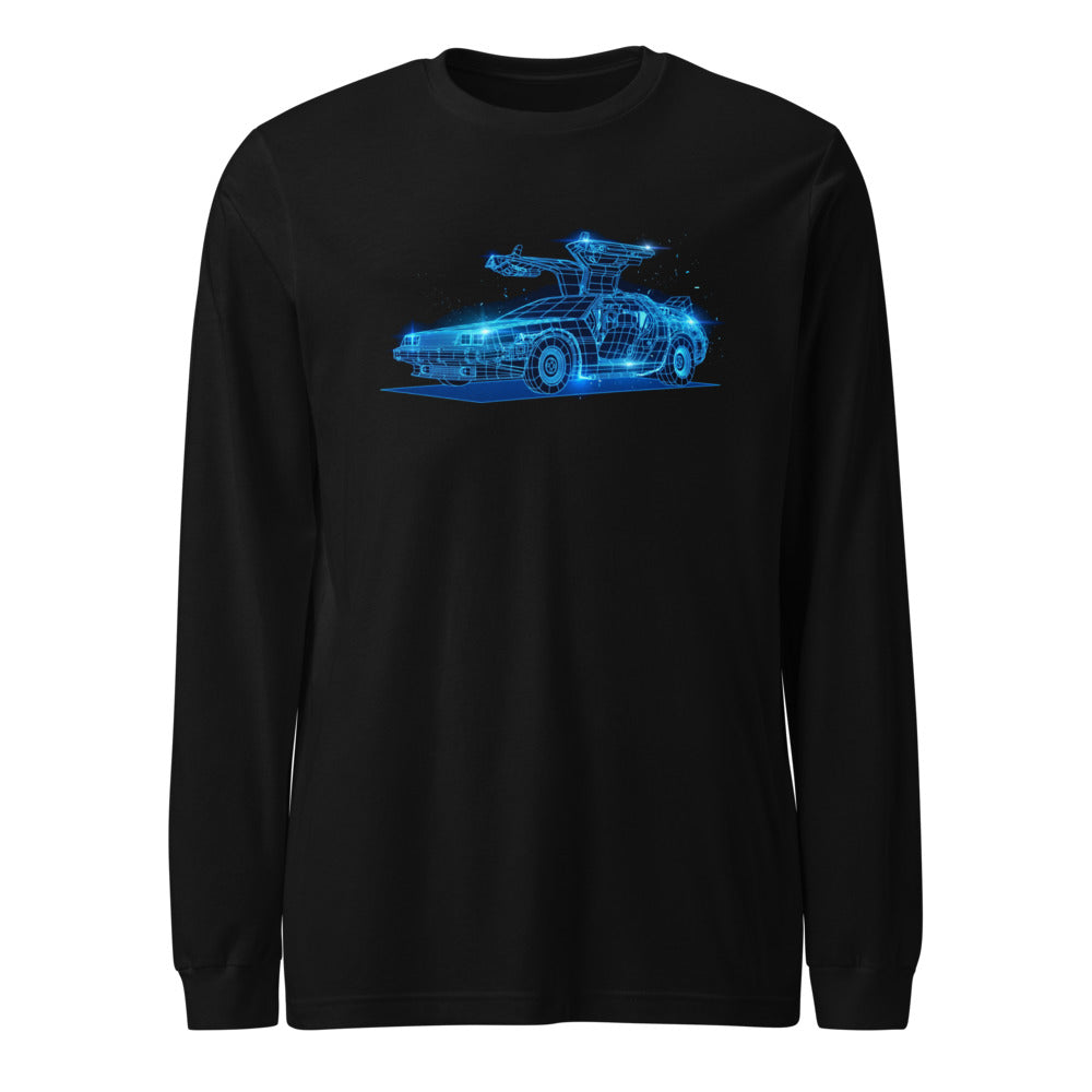Manga larga Back To The Future DeLorean Neon Wireframe - Frente