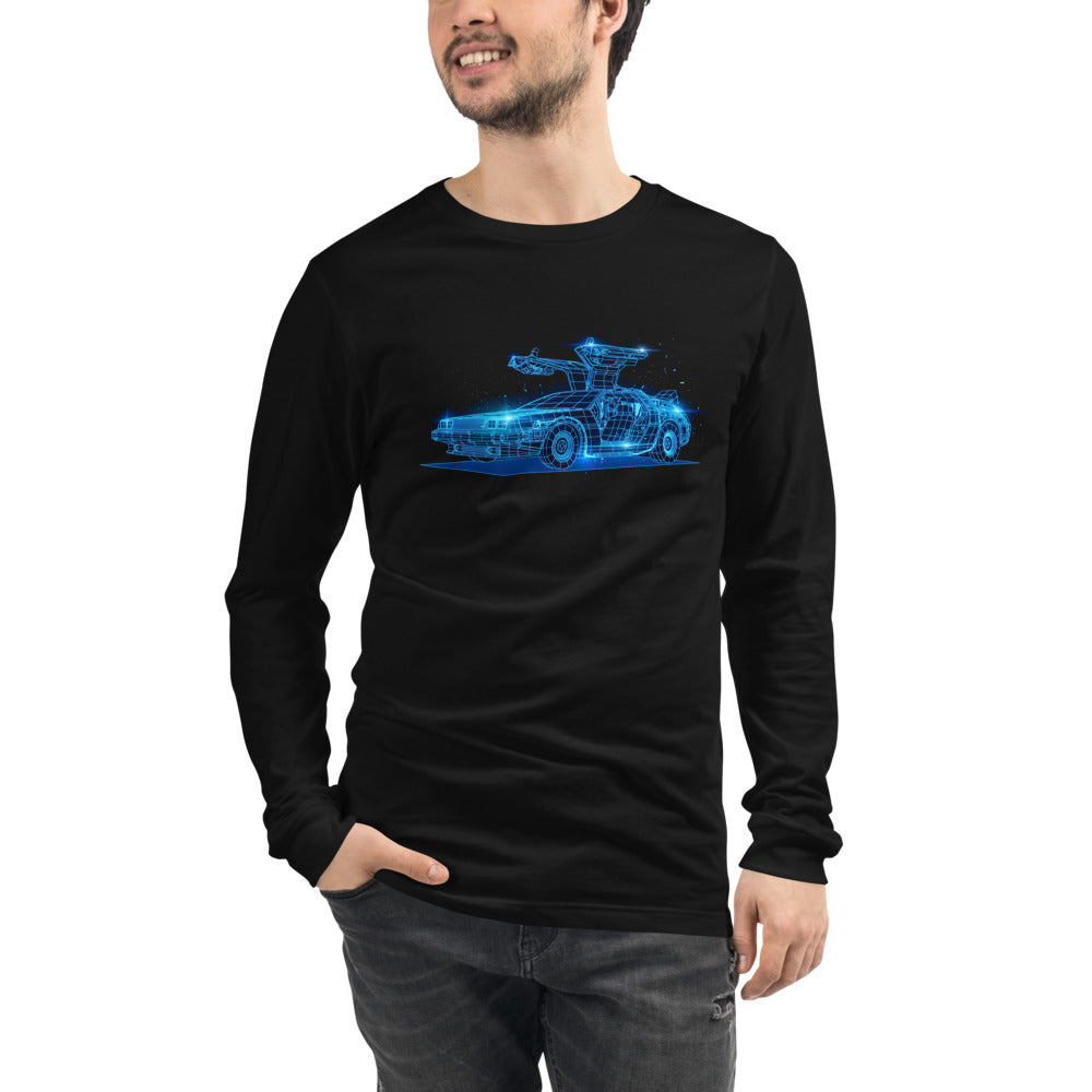 Manga larga Back To The Future DeLorean Neon Wireframe - Modelo masculino