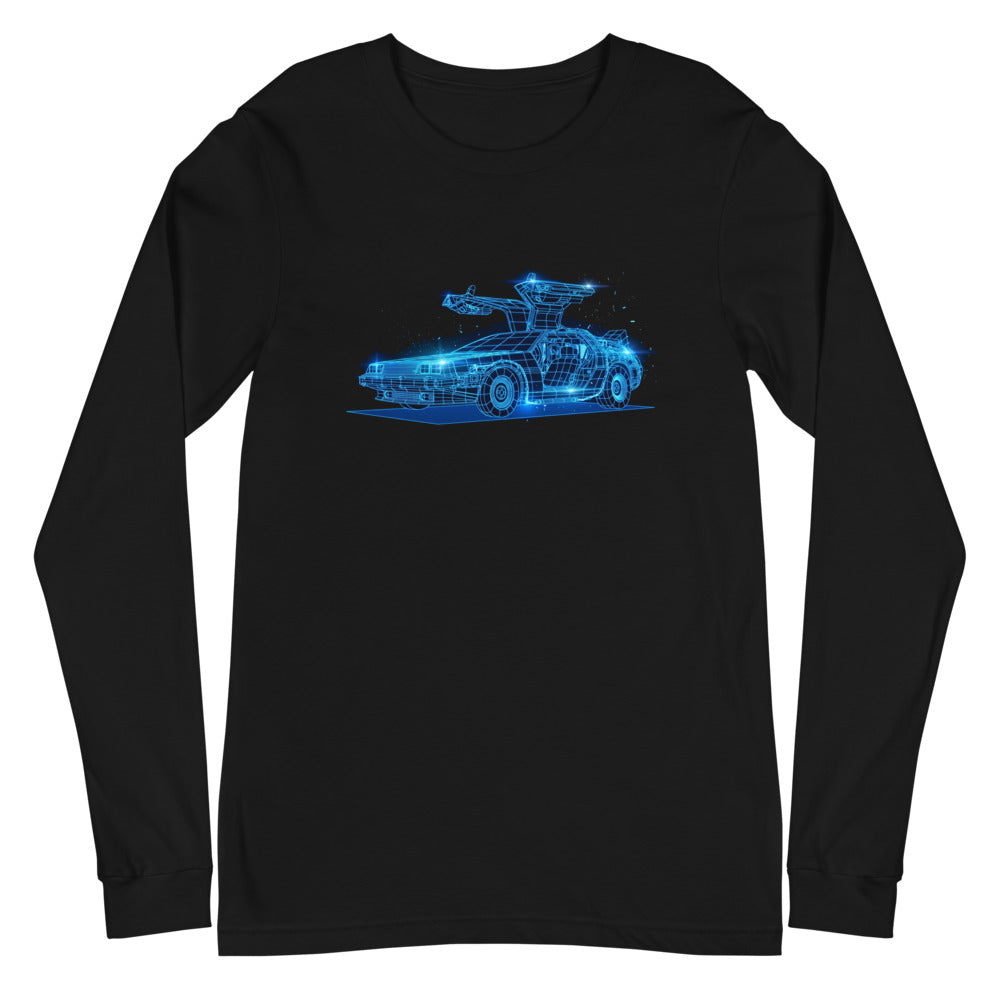 Manga larga Back To The Future DeLorean Neon Wireframe - Plano