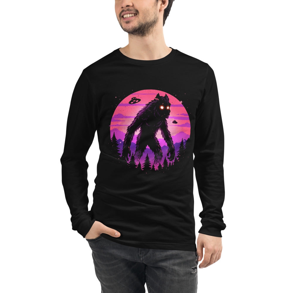 Manga larga Bigfoot UFO Retro Sunset - Modelo masculino