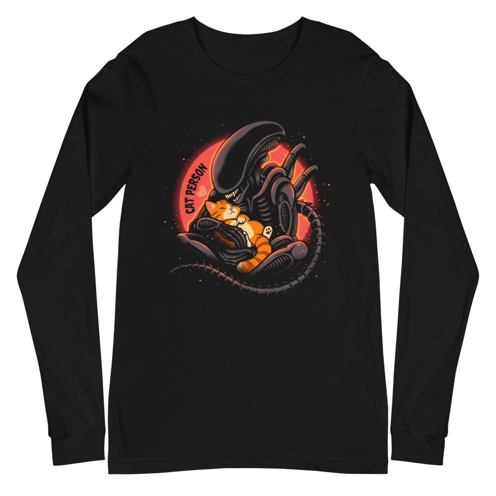 Manga larga Cat Person Xenomorph Hugging Orange Kitten - Plano