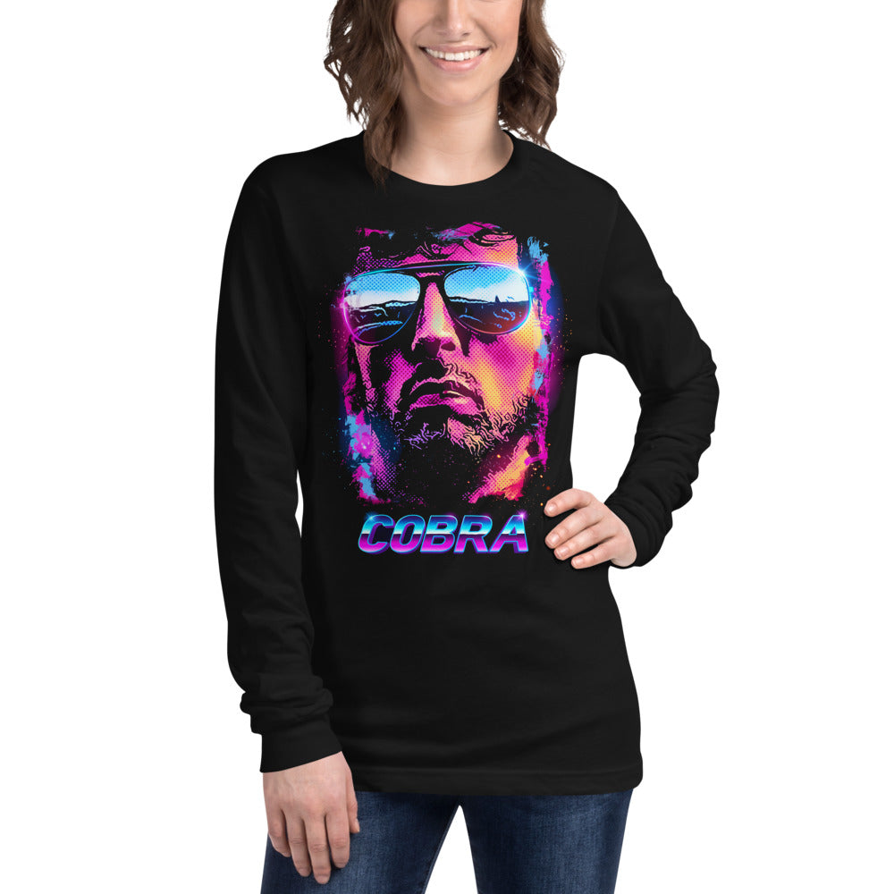 Manga larga Cobra Neon Sunglasses Synthwave - Modelo femenina