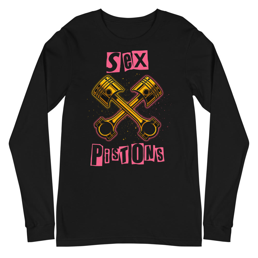 Manga larga Crossed Golden Pistons Punk Pink Letters - Plano