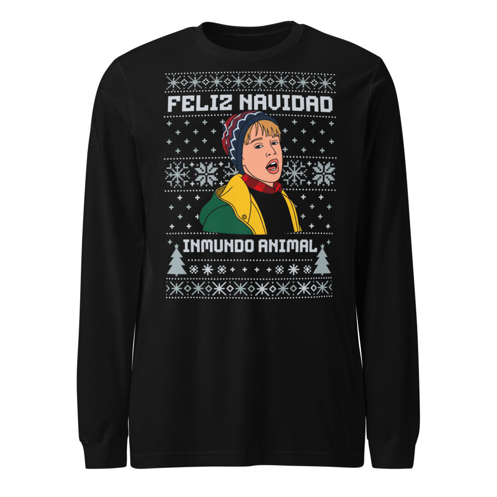 Manga larga Feliz Navidad Inmundo Animal Suéter Feo - Frente