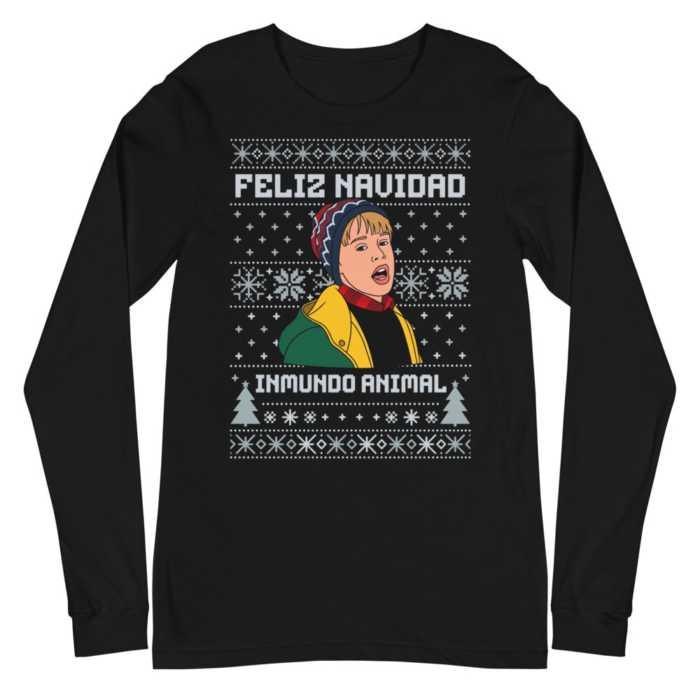 Manga larga Feliz Navidad Inmundo Animal Suéter Feo - Plano