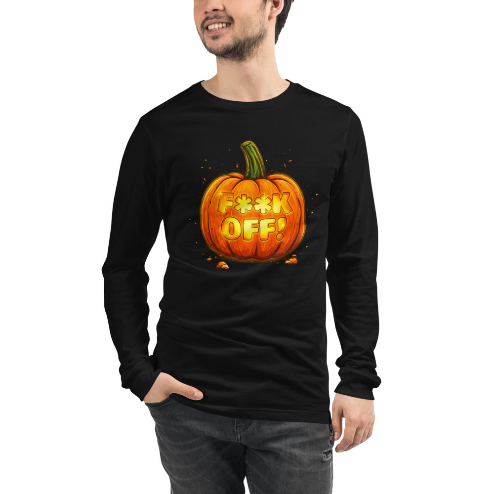 Manga larga Glowing Jack O Lantern Halloween Humor - Modelo masculino