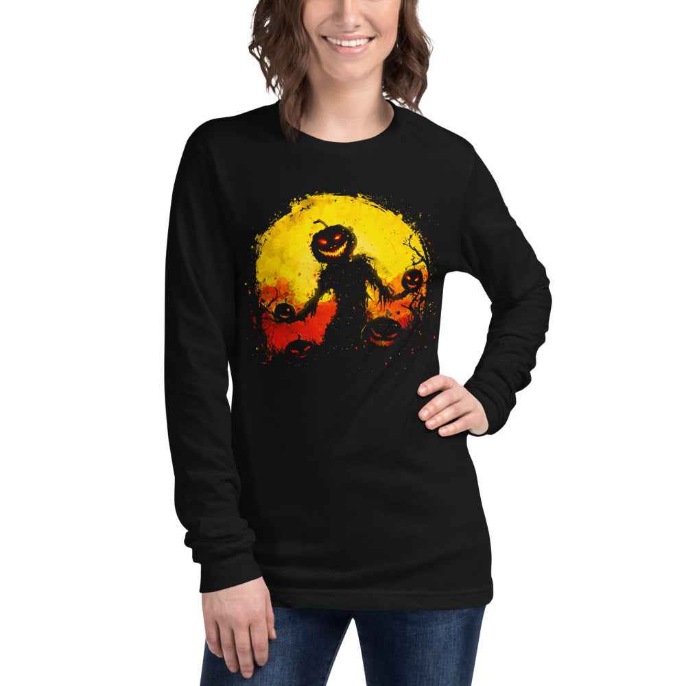 Manga larga Halloween Pumpkin Scarecrow Moon - Modelo femenina