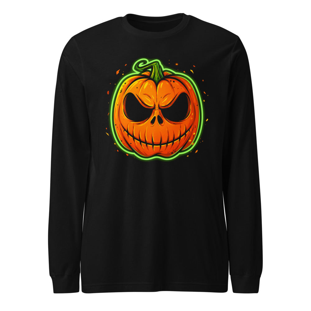Manga larga Neon Green Skull Jack O Lantern - Frente