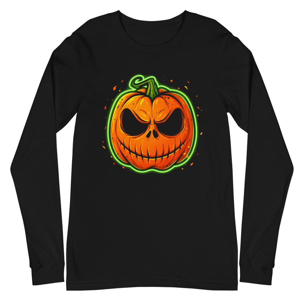 Manga larga Neon Green Skull Jack O Lantern - Plano