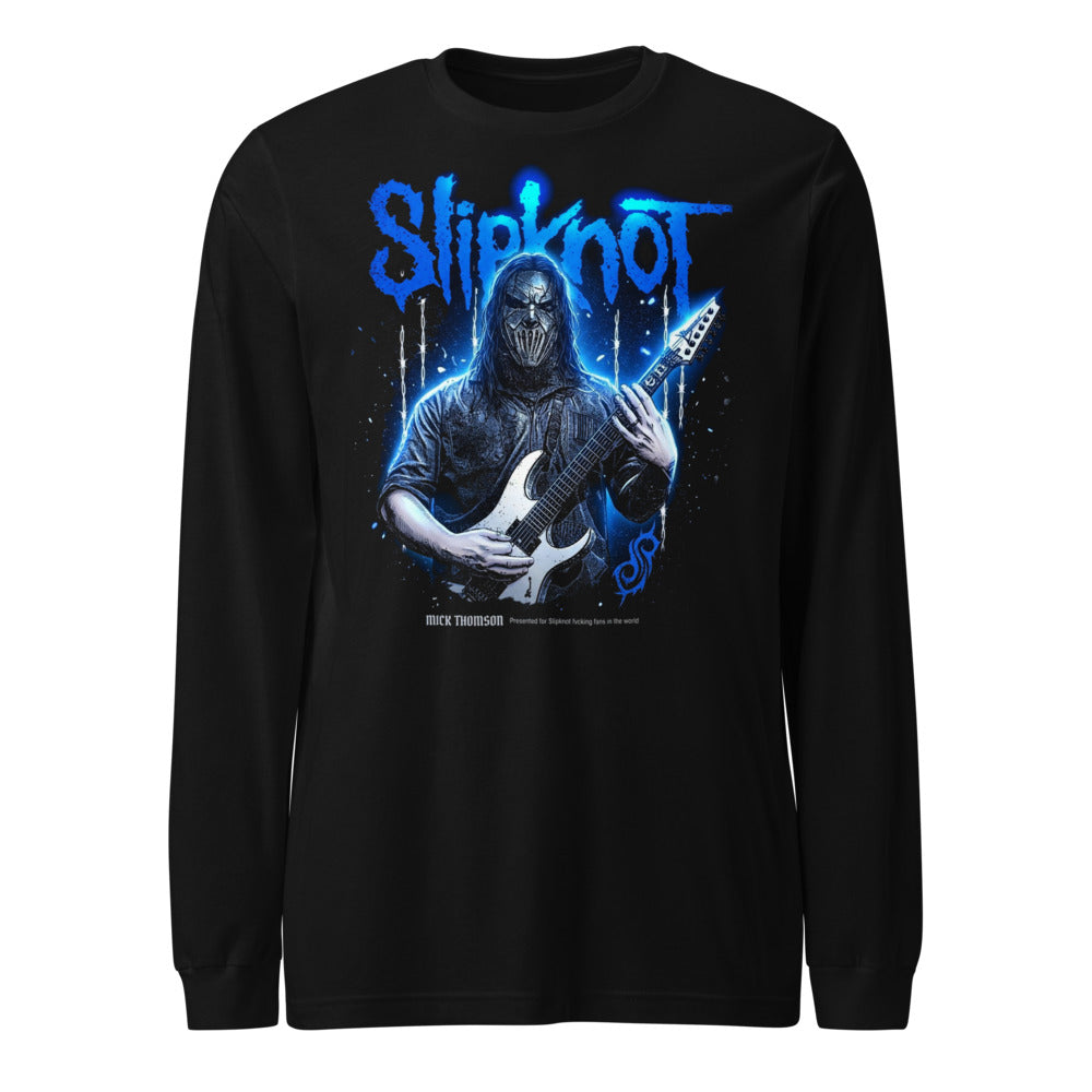 Manga larga Slipknot Blue Neon Mask White Guitar - Frente