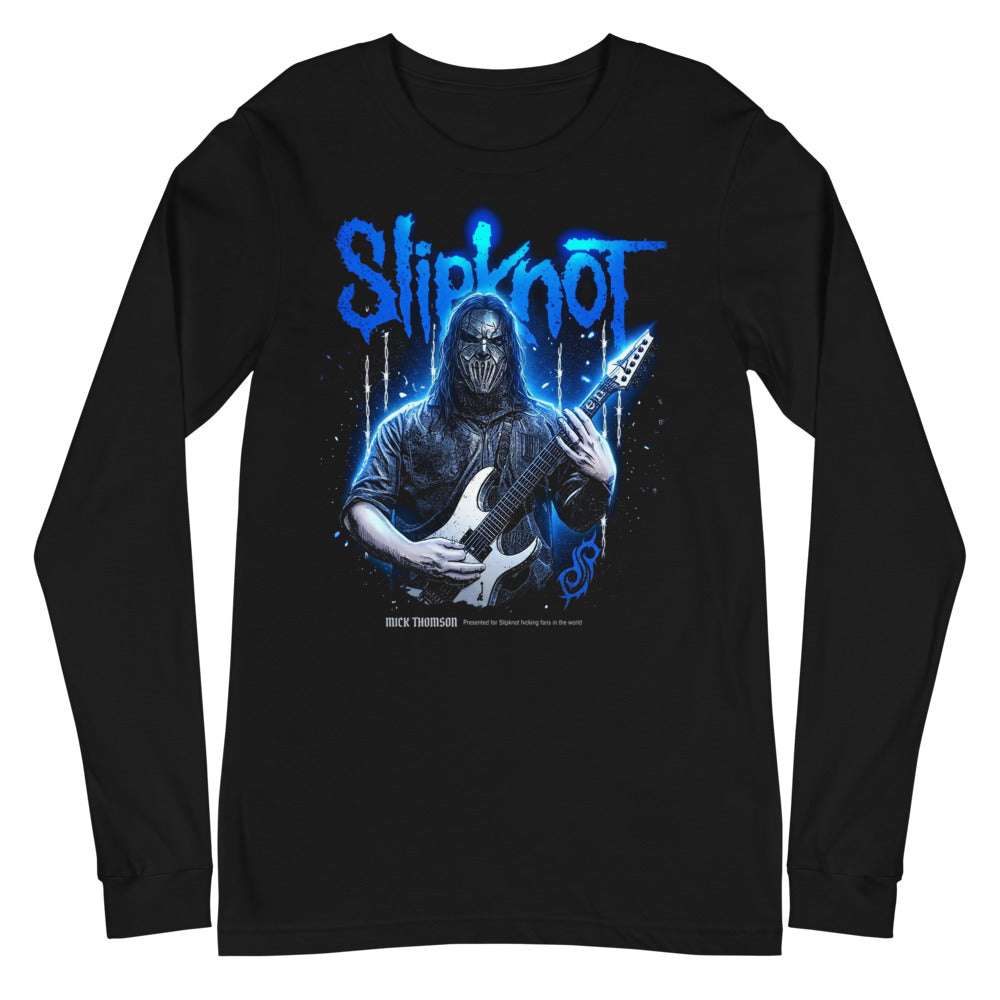 Manga larga Slipknot Blue Neon Mask White Guitar - Plano
