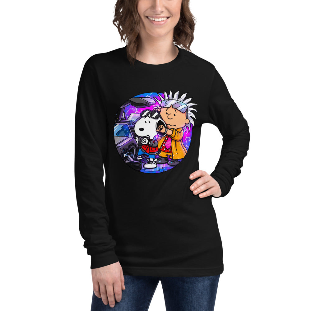 Manga larga Snoopy Marty Charlie Brown Doc DeLorean - Modelo femenina