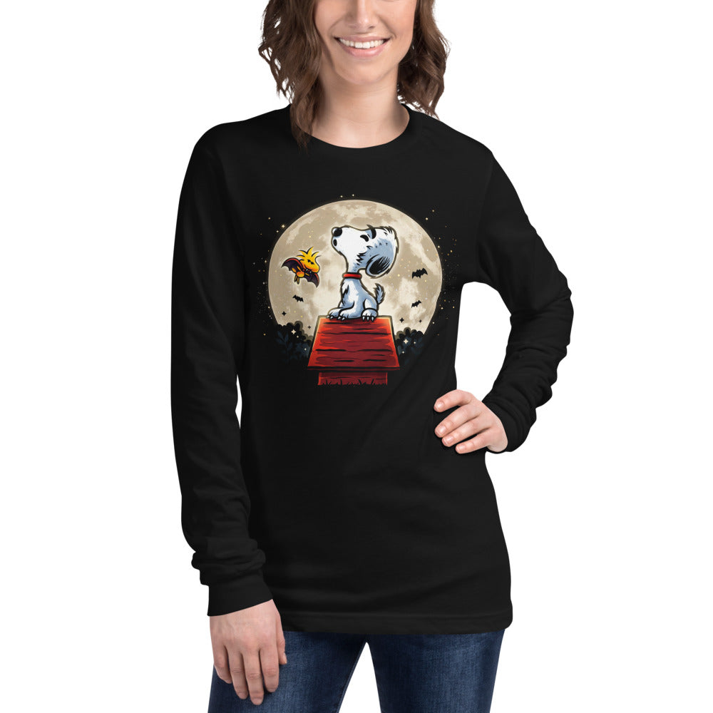 Manga larga Snoopy Woodstock Vampire Full Moon Doghouse - Modelo femenina