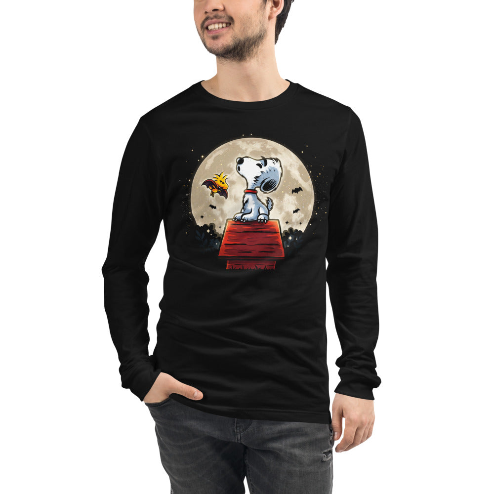 Manga larga Snoopy Woodstock Vampire Full Moon Doghouse - Modelo masculino