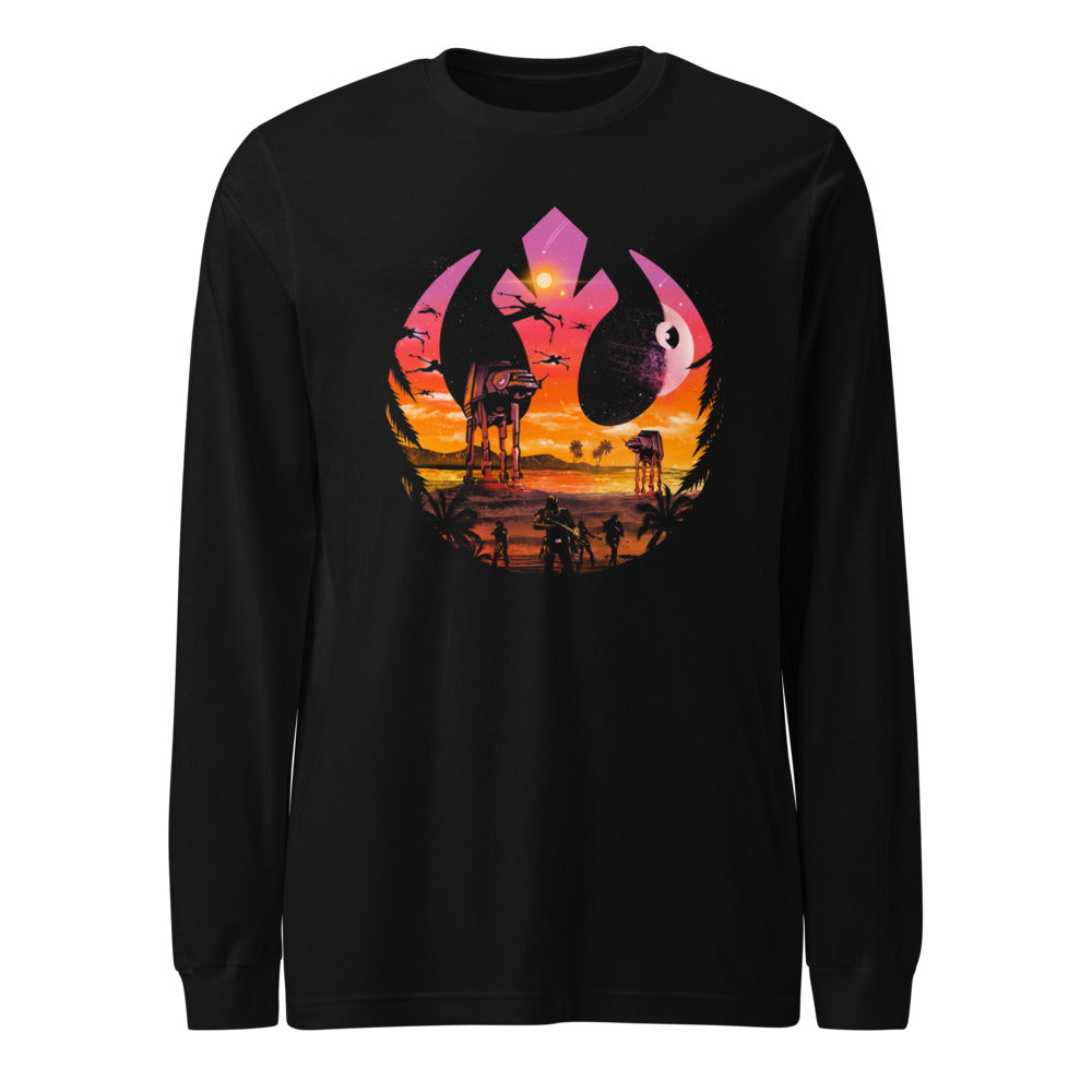 Manga larga Star Wars Rebel Emblem Death Star Sunset - Frente